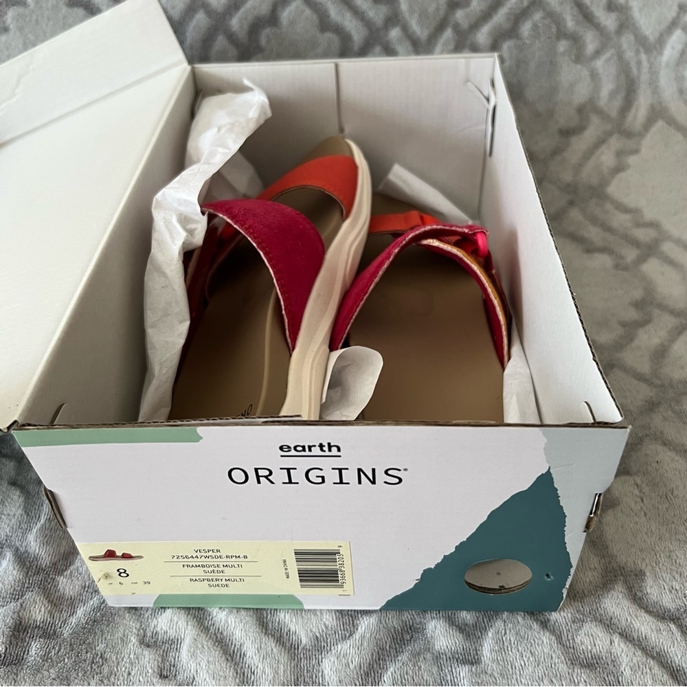 Earth Origins Vesper Suede Slides 8 Raspberry Multi NWOT - Picture 7 of 8